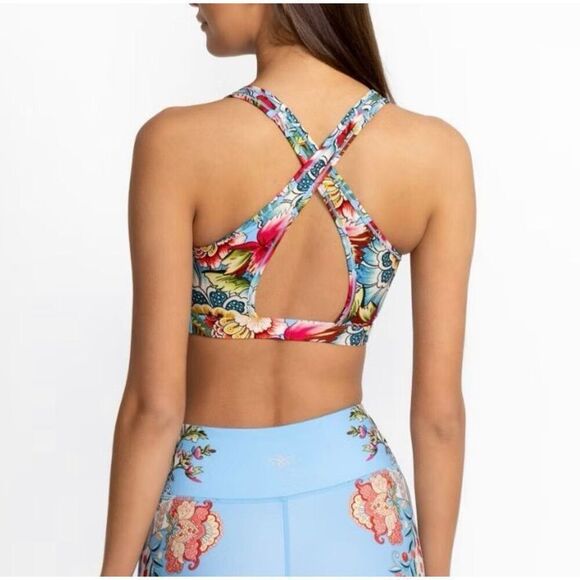 Johnny Was Blu Cross Back Sports Bra - Picture 2 of 7